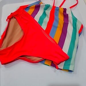 Old Navy Girls Orange and Multi-Colored Tankini,  Size LG (10/12)